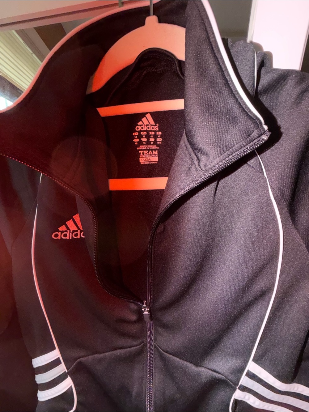 adidas Black Track Jacket with White Stripe Accents, medium, NWOT - Picture 6 of 8